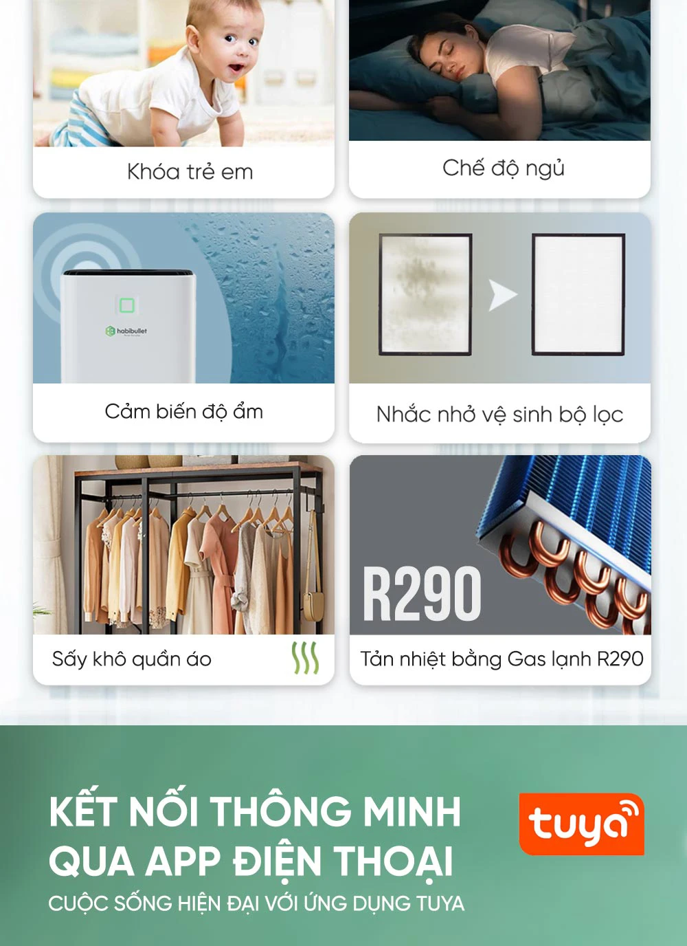 Máy hút ẩm gia đình Habibullet Max Air AHB-3525 45 lít/ngày BH245147 11